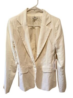 Jason Wu The Classics Linen Blend Blazer Ivory Cream Embroidered Size Small NWT